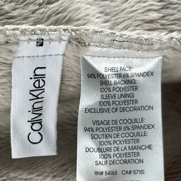 Calvin Klein Parka Jacket Women's S Beige Full Zip Faux Fur Lined Hooded Pocket - Picture 13 of 14